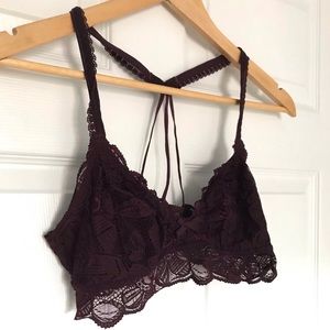 Aerie Burgundy Lace Bralette with Racerback